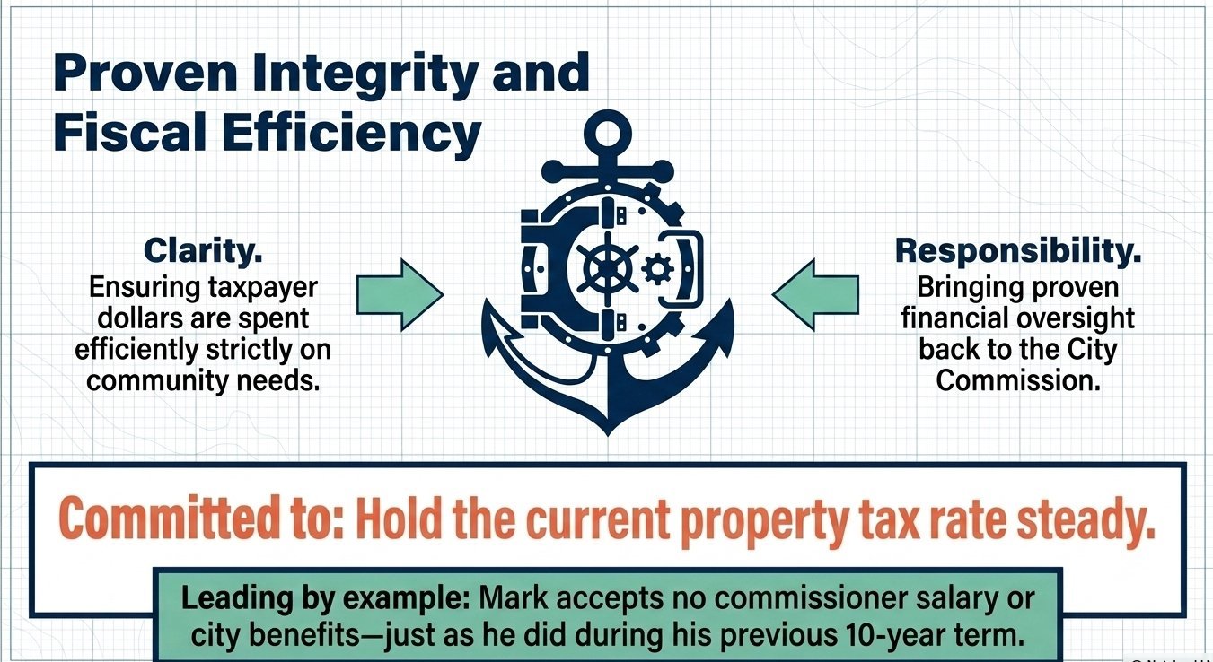 Proven Integrity and Fiscal Efficiency — Hold the current property tax rate steady